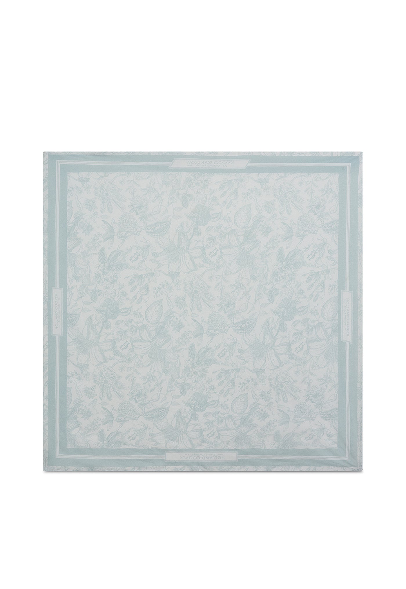 Provence Fine Silk Scarf - Blue Tropical Botanical
