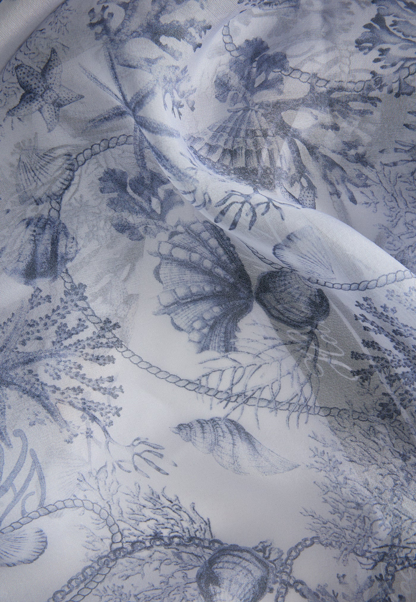 Provence Fine Silk Scarf - Blue Sea Shells