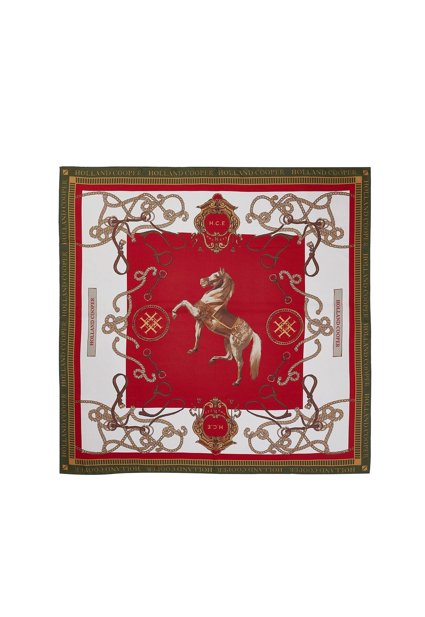 Regal Horse Silk Scarf - Racing Green Heritage Red sold by Angel Divine