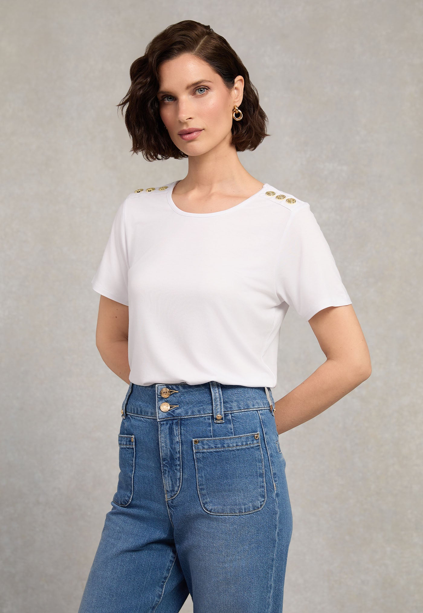 Relaxed Fit Crew Neck Tee - White