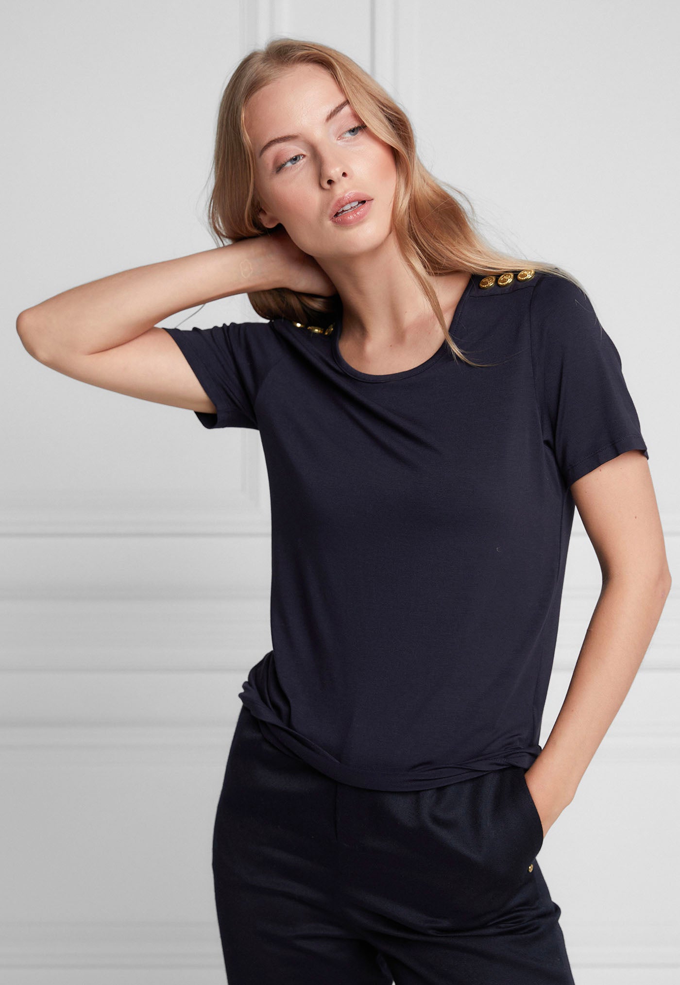 Relaxed Fit Crew Neck Tee - Navy sold by Angel Divine