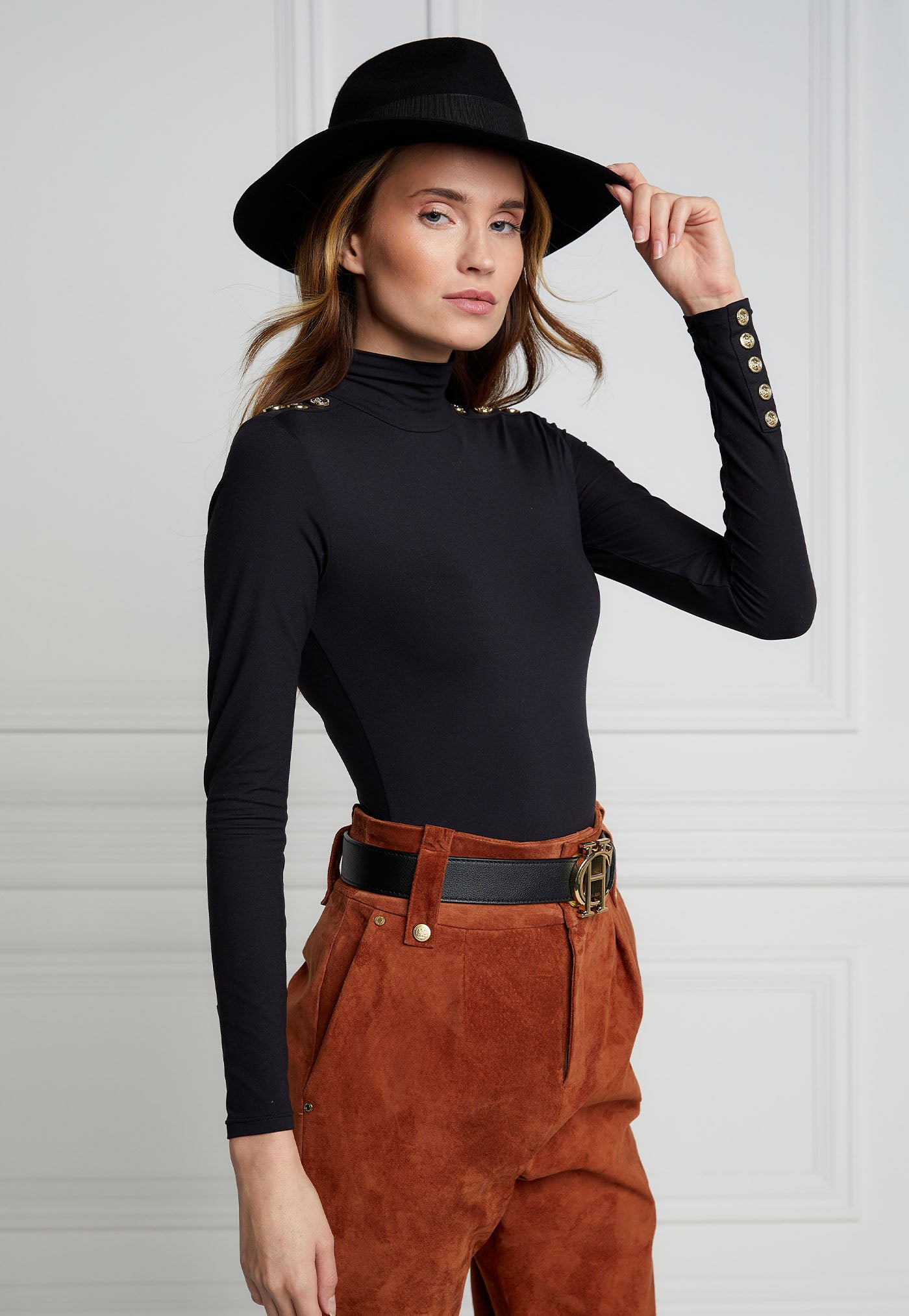 Trilby Hat - Gold Feather Black