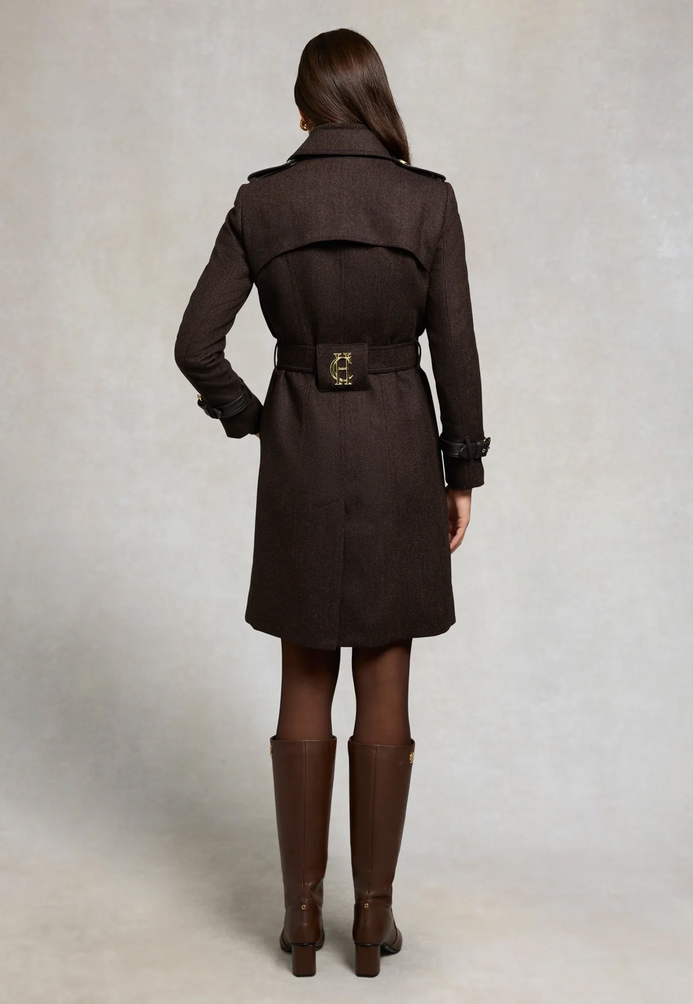 Marlborough Trench Coat - Chocolate Herringbone