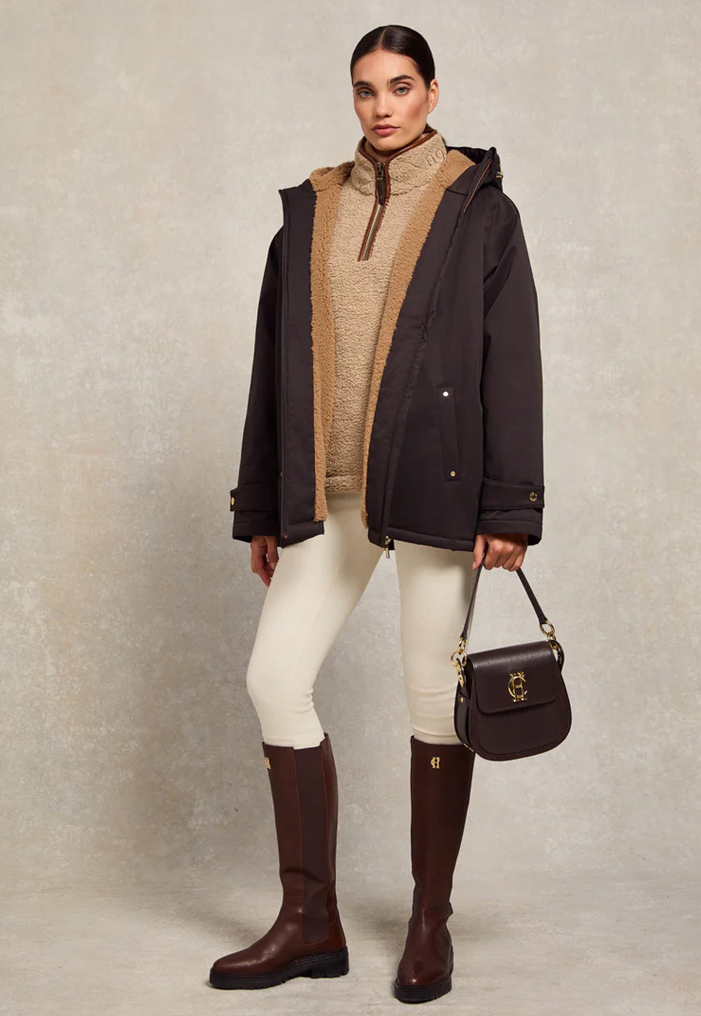 Country Fleece Quarter Zip - Natural Borg