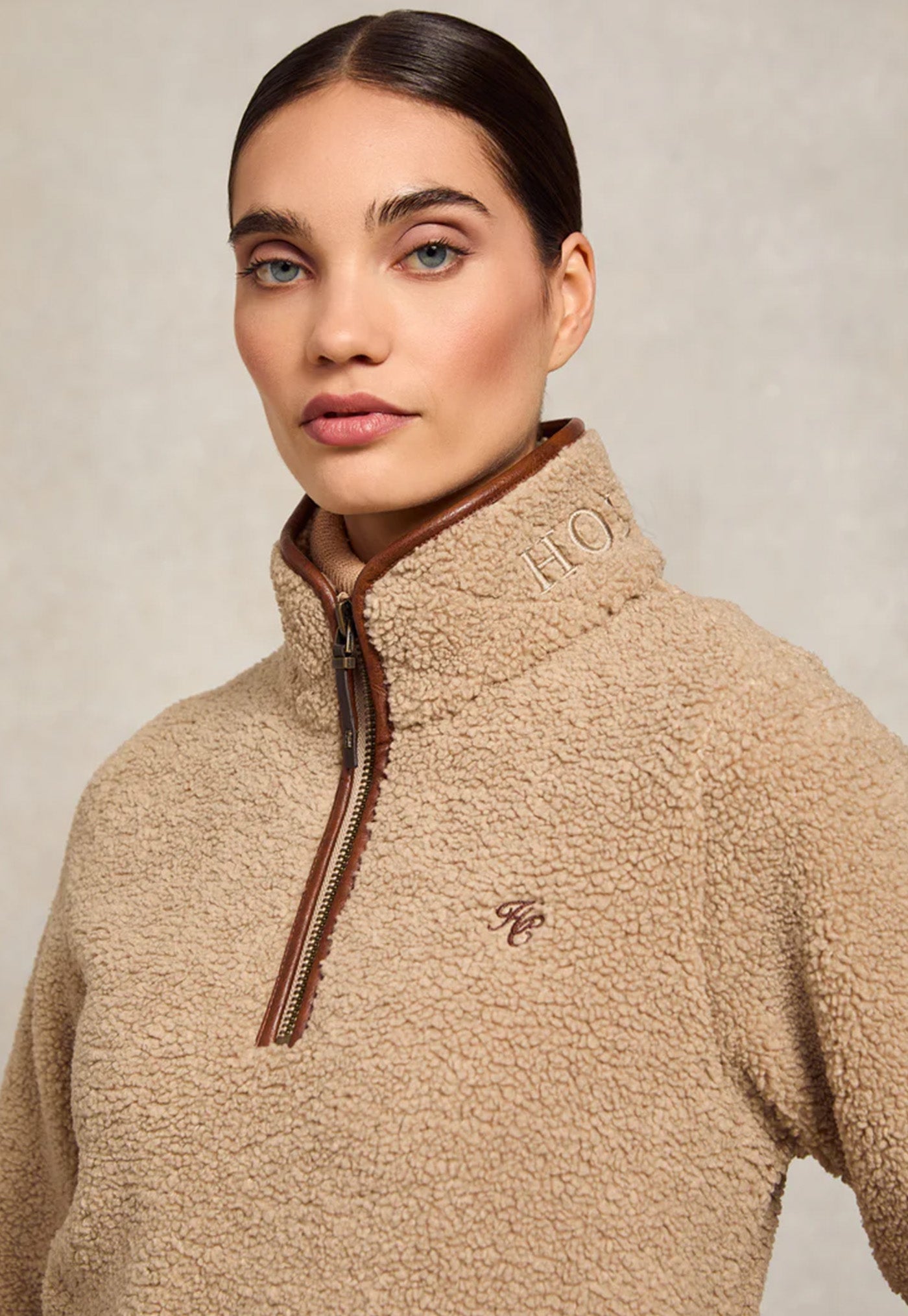Country Fleece Quarter Zip - Natural Borg