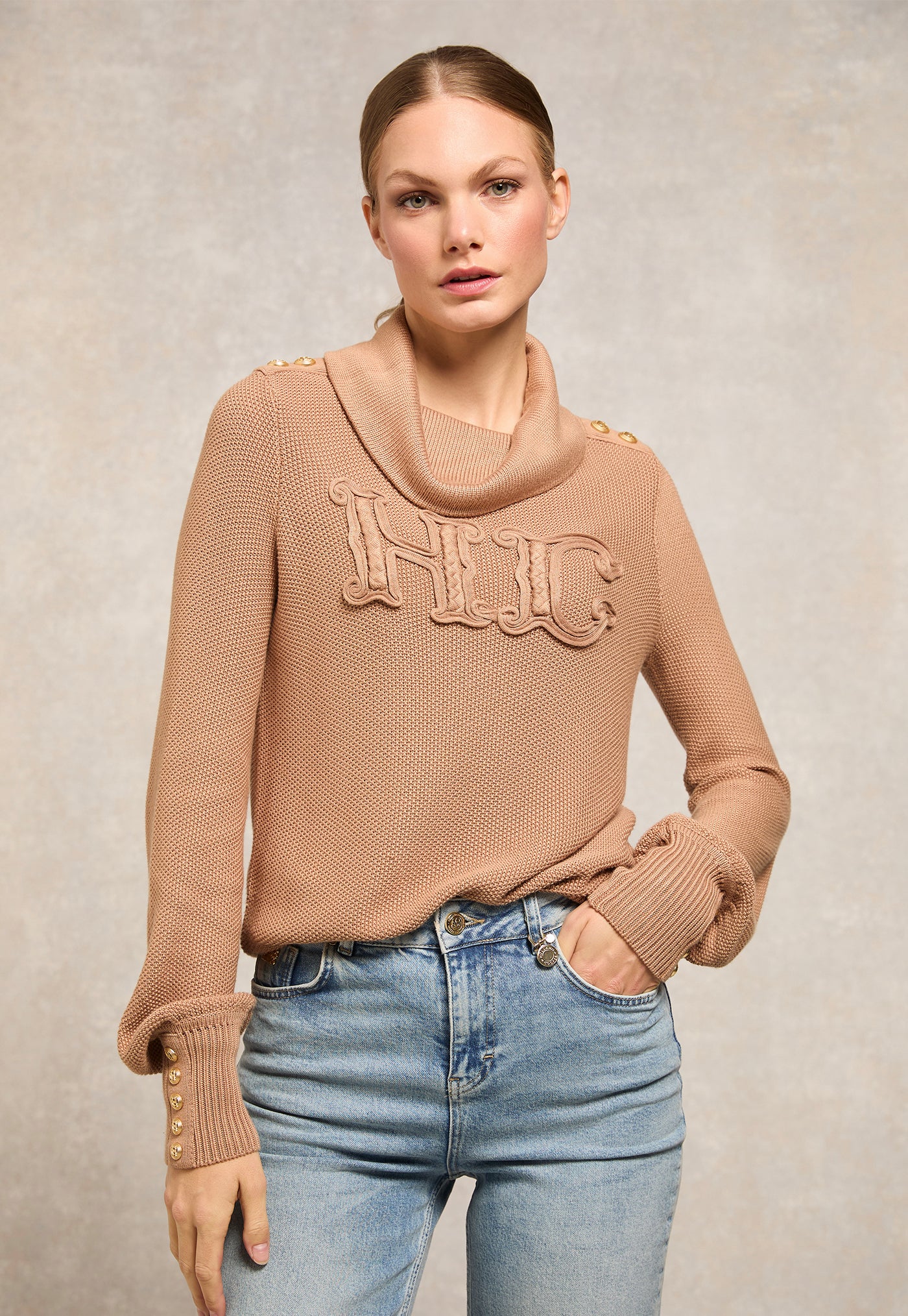 Daisy Roll Neck Knit - Camel