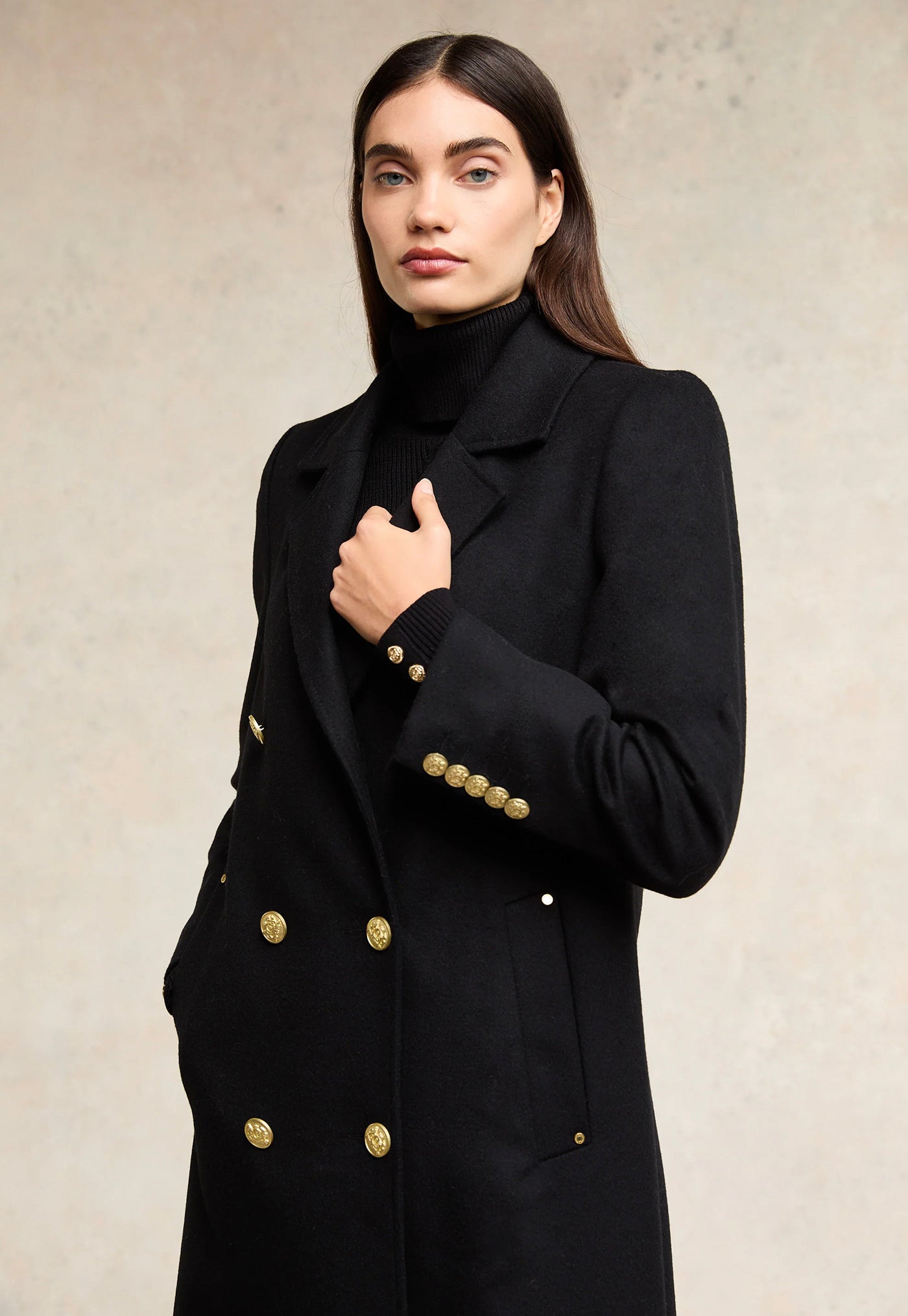 Double Breasted Coat - Soft Black