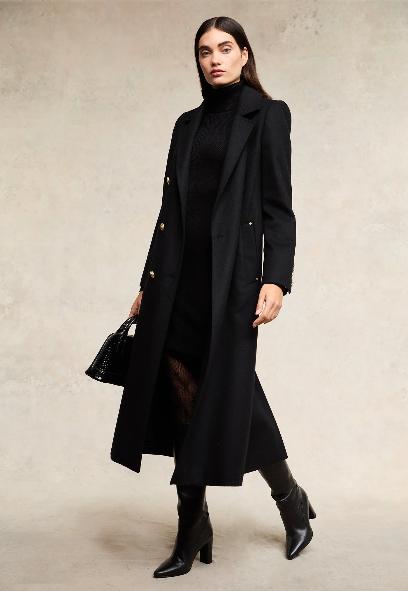Double Breasted Coat - Soft Black