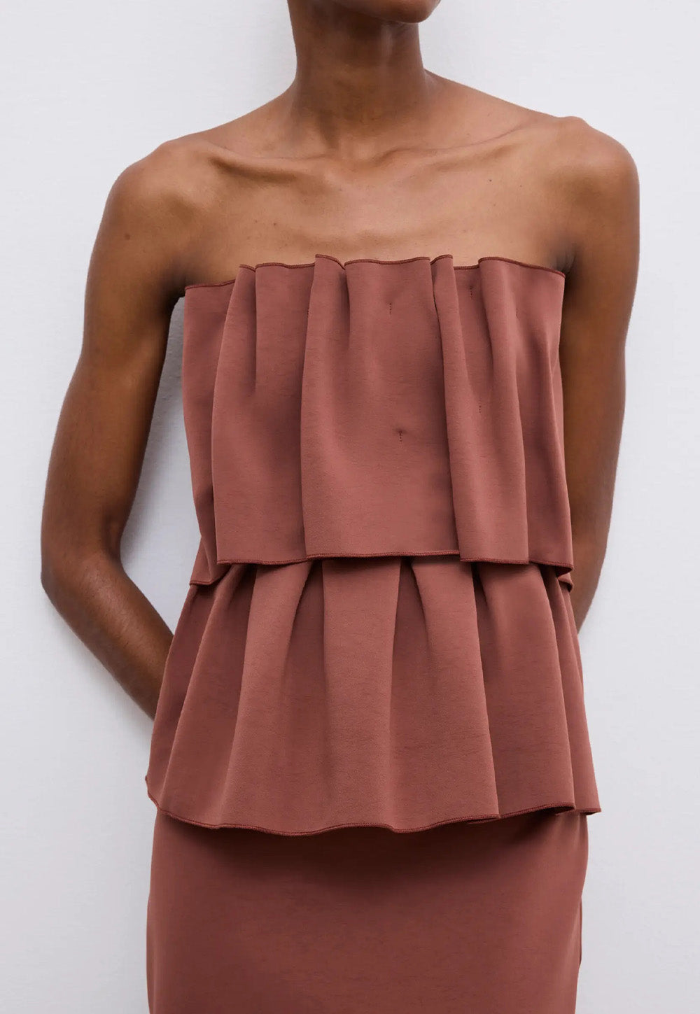 Sculpted Midi Dress - Mahogny Red