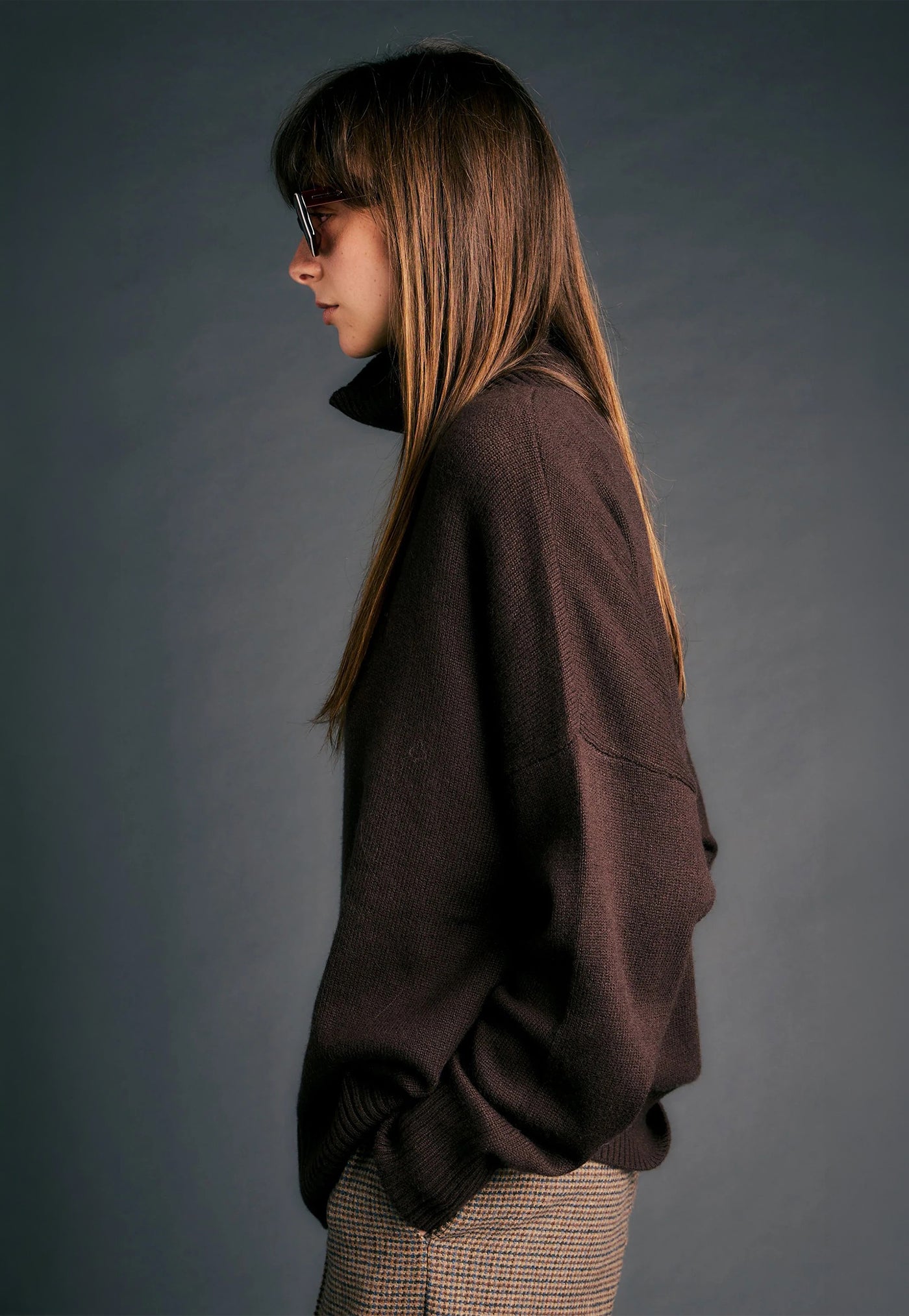 Carmen Oversized Turtleneck Sweater - Chocolate