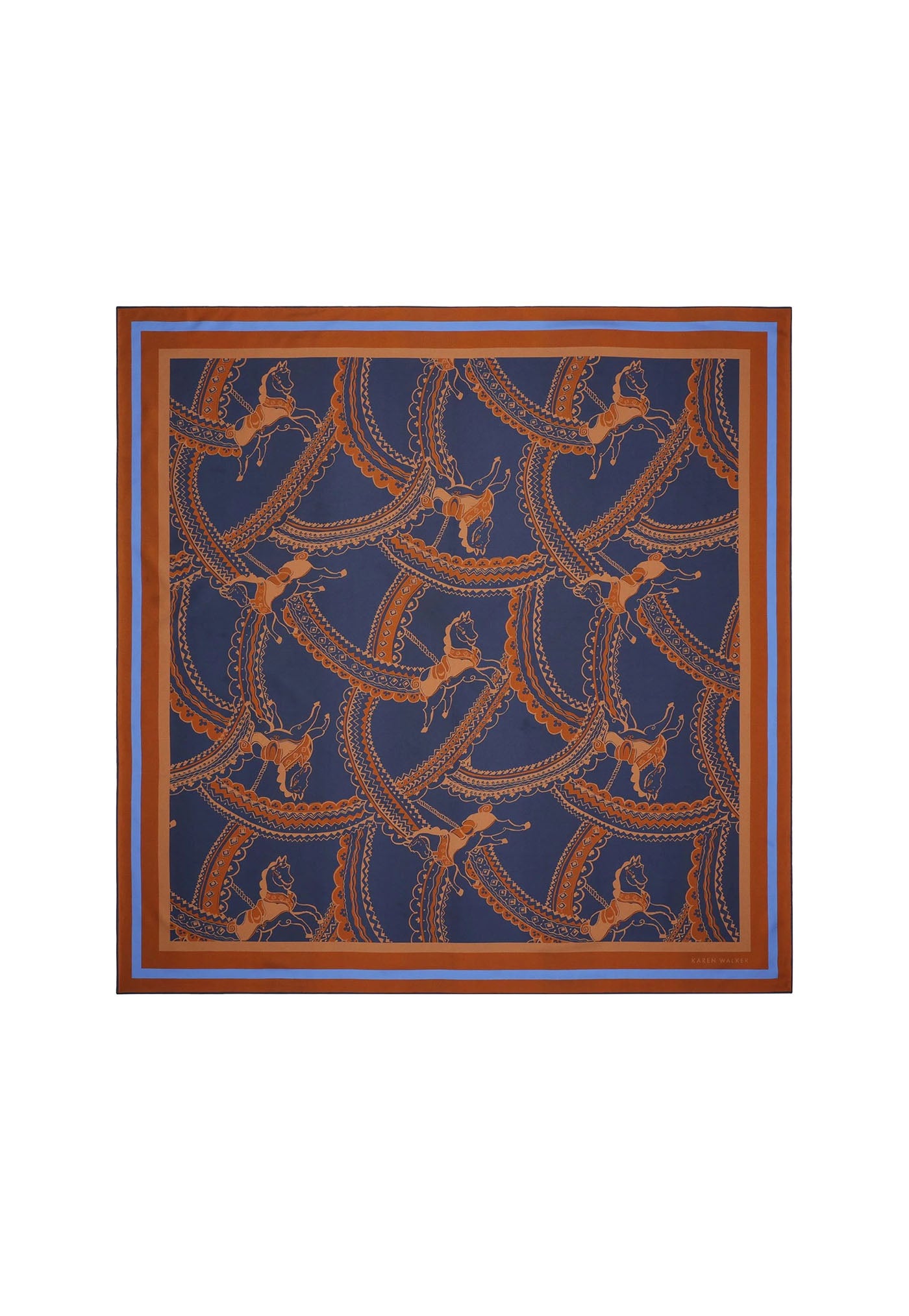 Carousel Classic Silk Scarf - Navy Multi