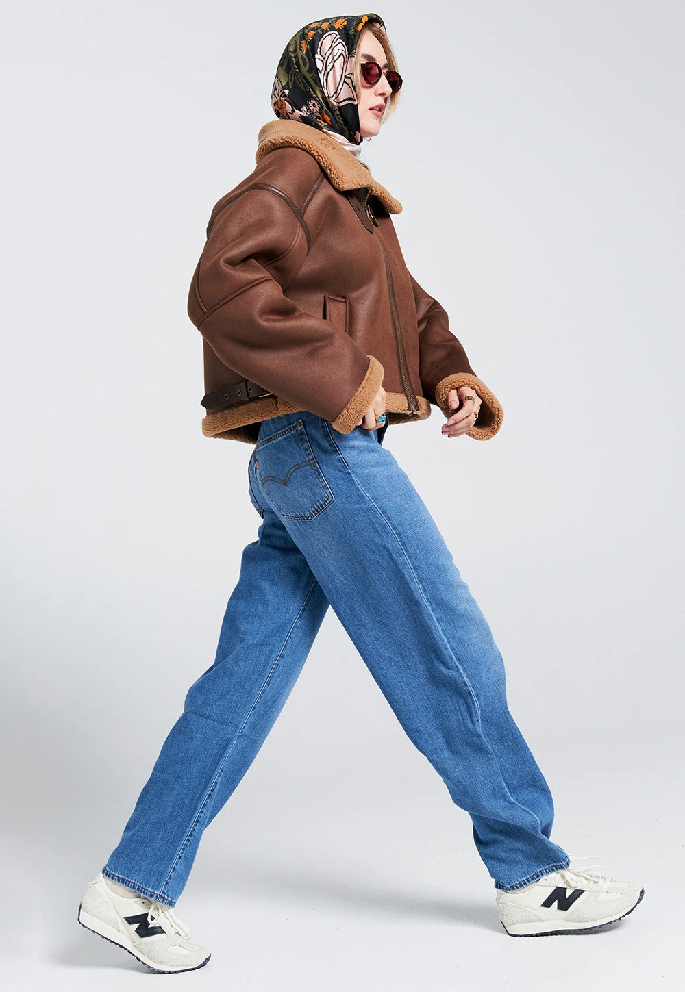 Cropped Aviator Jacket - Brown/Chestnut