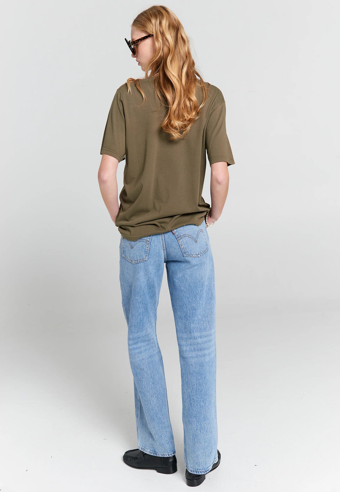 Embroidered Runaway Girl Classic Organic Cotton T-Shirt - Hunter Green