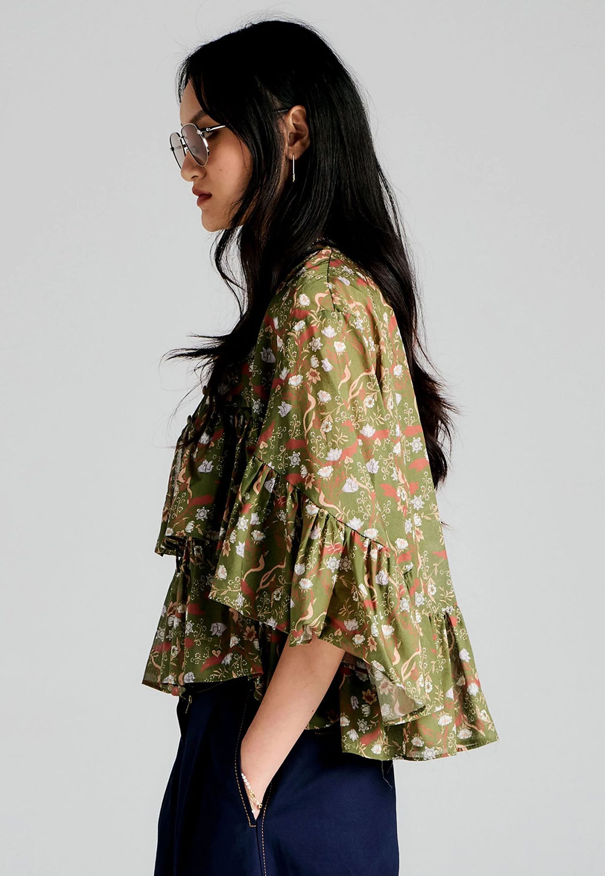 Fleur Blouse - Olive Multi