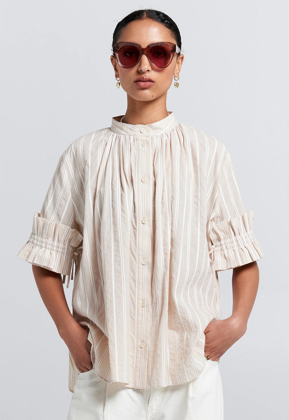 Floret Ruffle Shirt - Natural