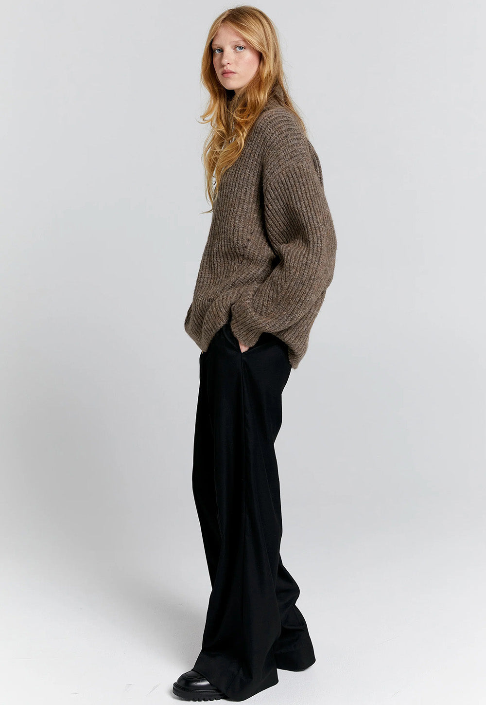 Funnel Neck Sweater - Walnut