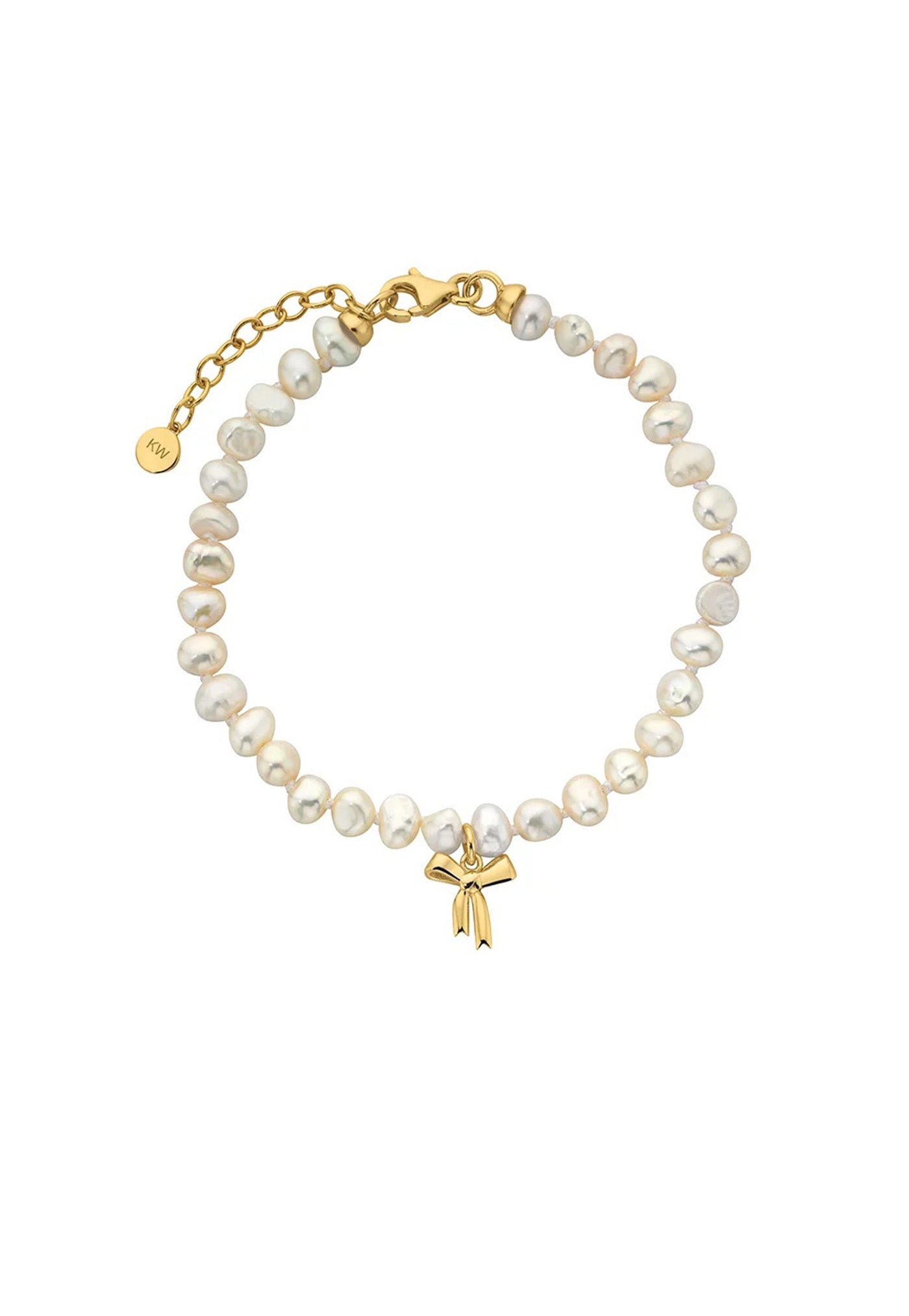 Petite Bow w/ Pearls Bracelet - Gold sold by Angel Divine