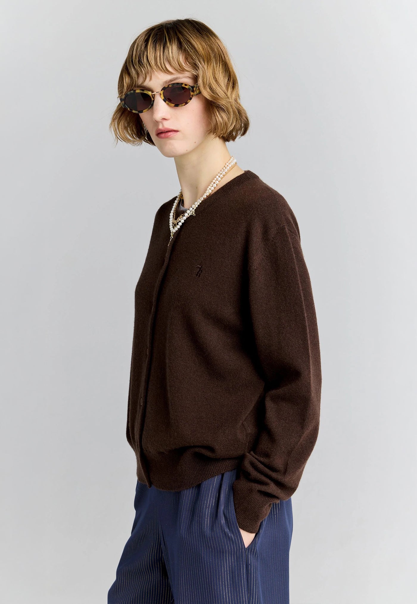 Posy Cashmere Cardigan - Chocolate