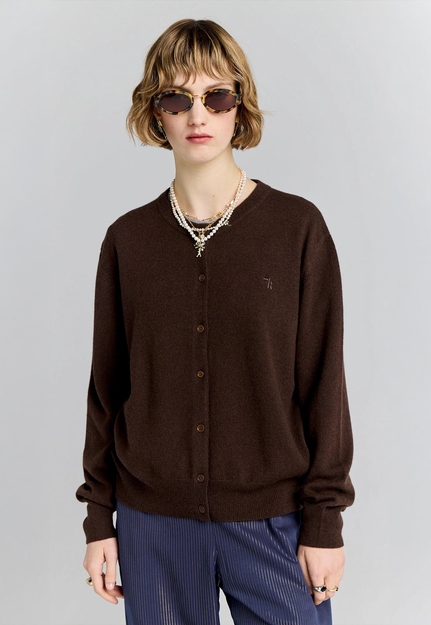 Posy Cashmere Cardigan - Chocolate