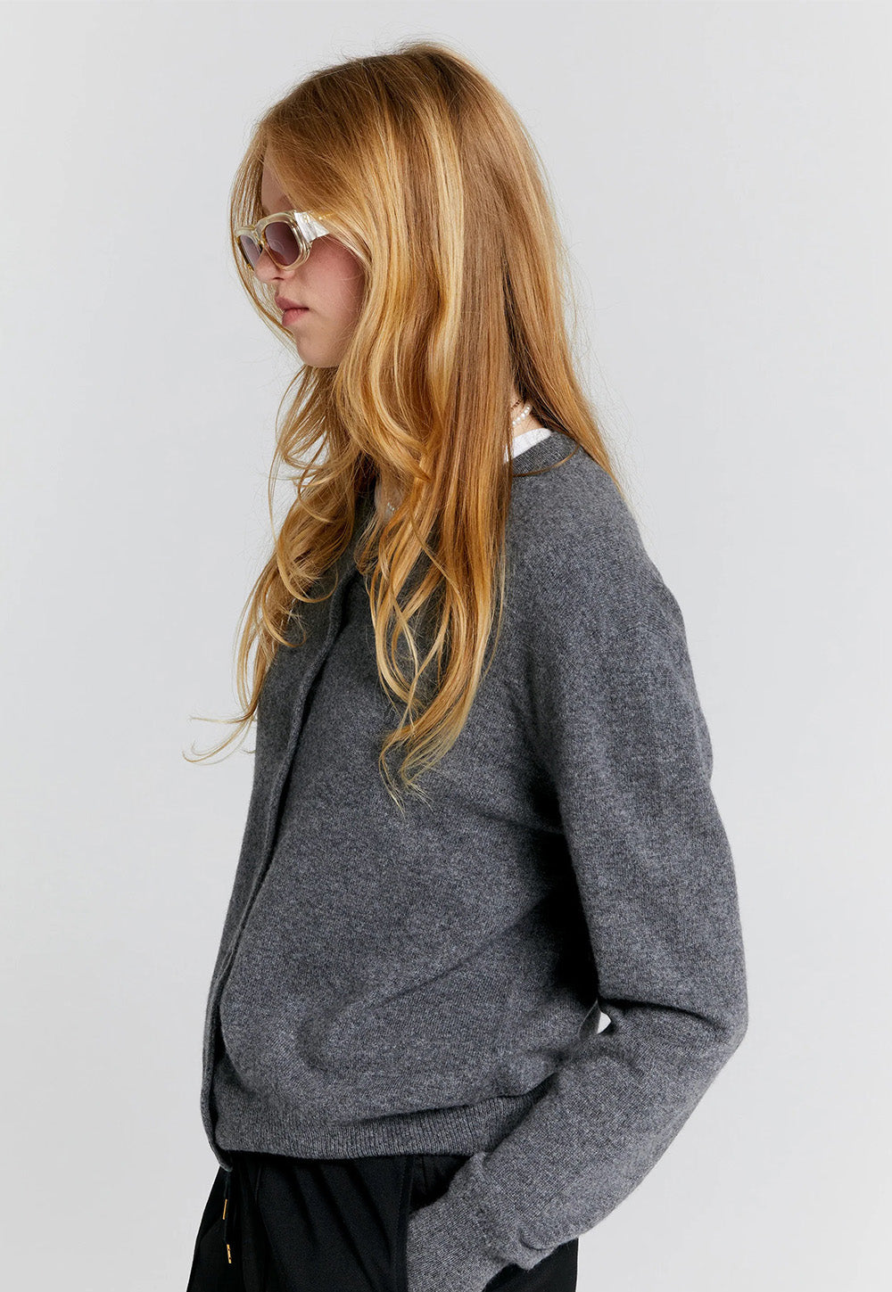 Posy Cashmere Cardigan - Charcoal
