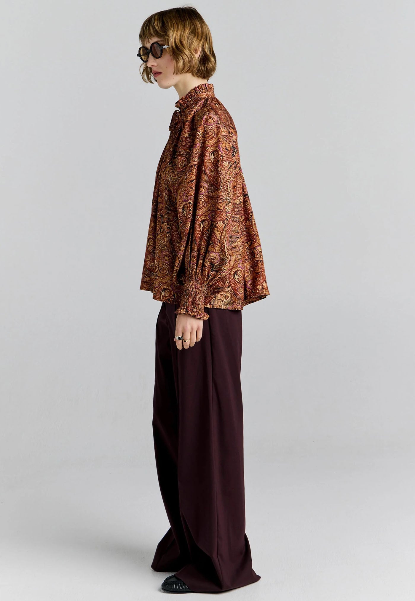Province Blouse - Burgundy Multi