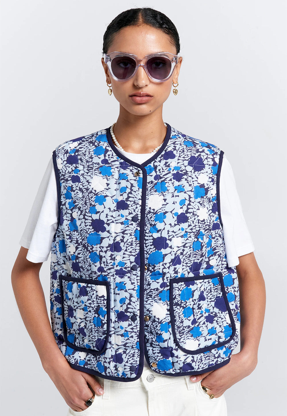 Quilted Drift Vest - Blue Multi