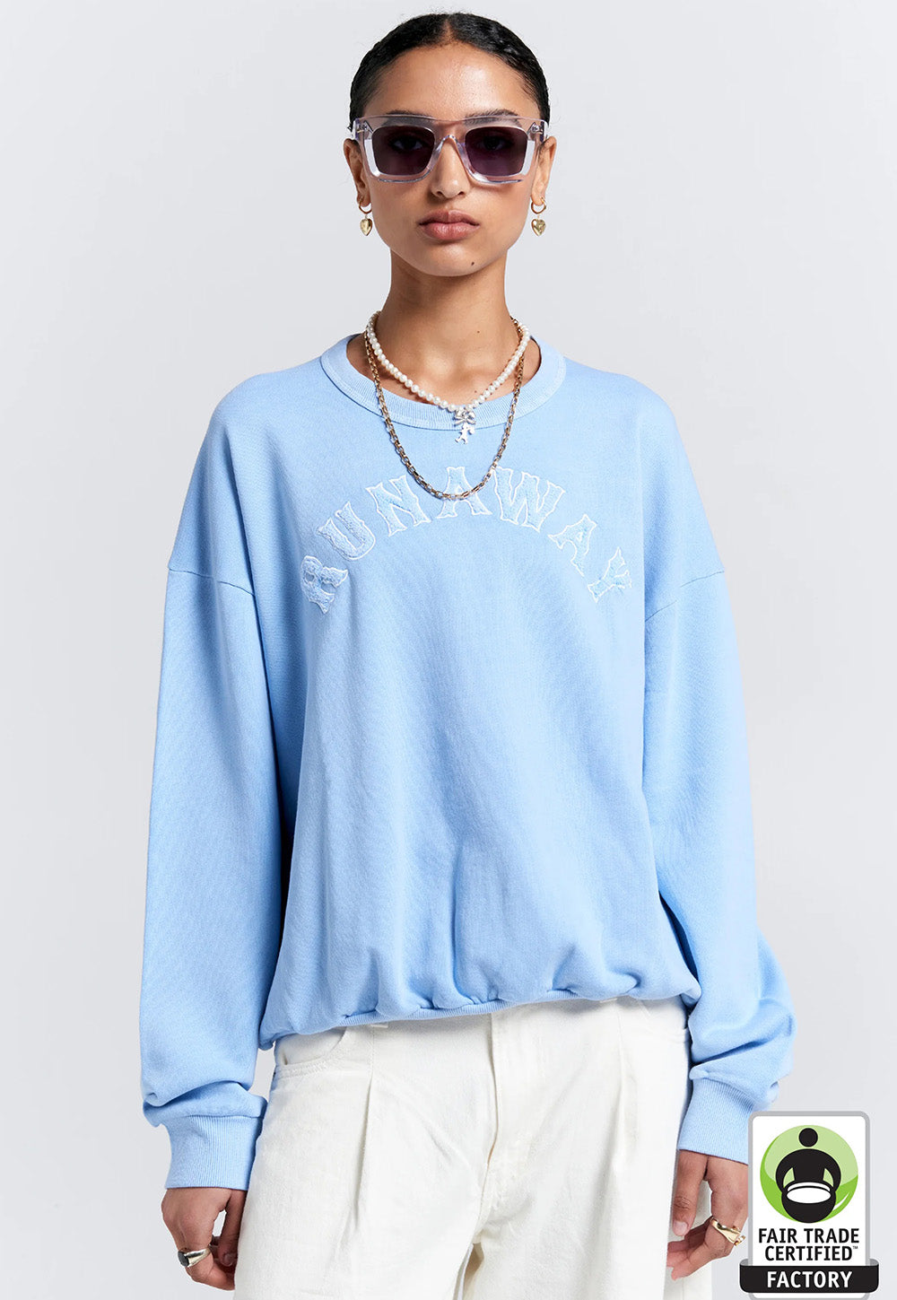 Runaway College Organic Cotton Crewneck Sweatshirt - Blue