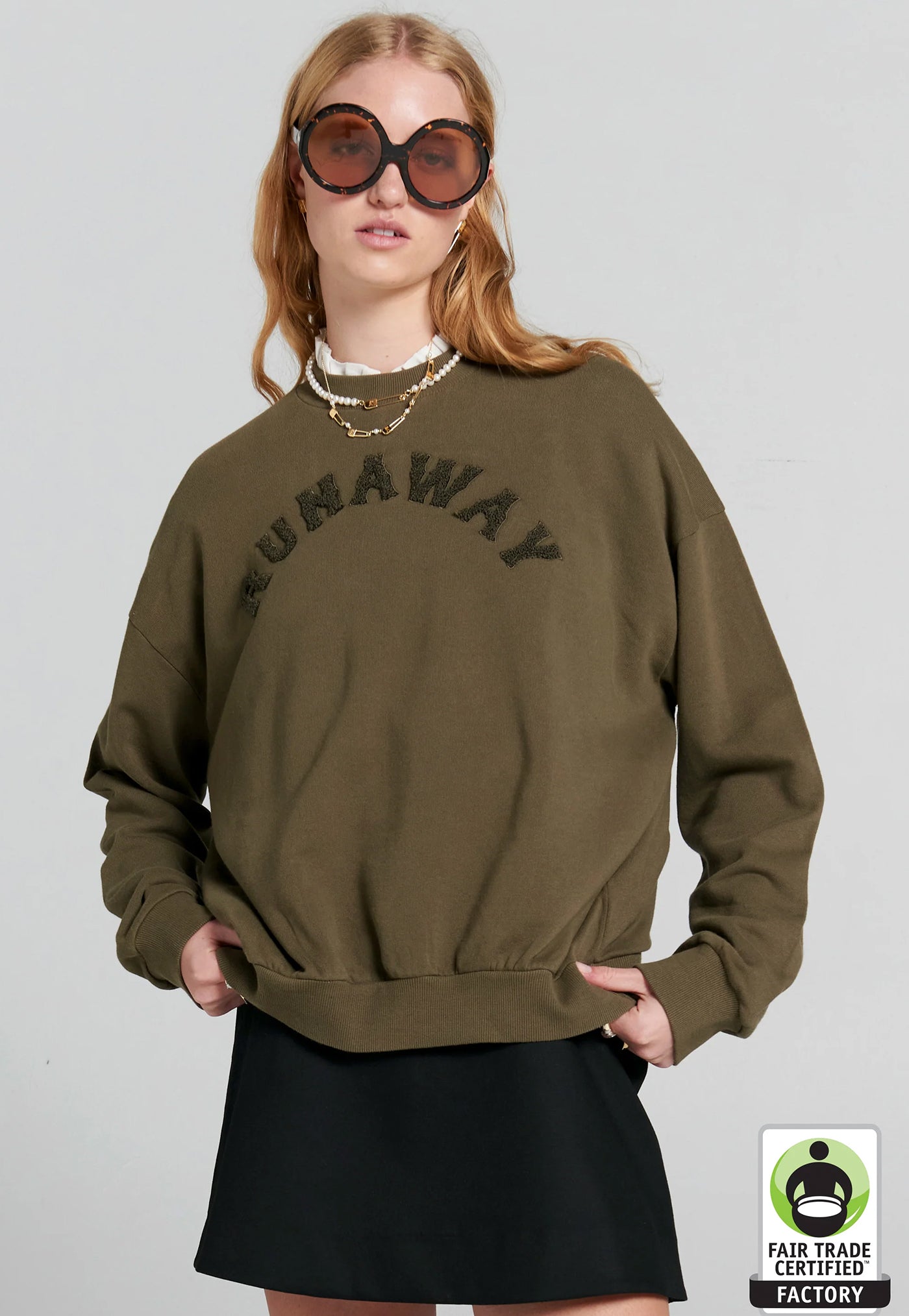 Runaway College Organic Cotton Crewneck Sweatshirt - Hunter Green