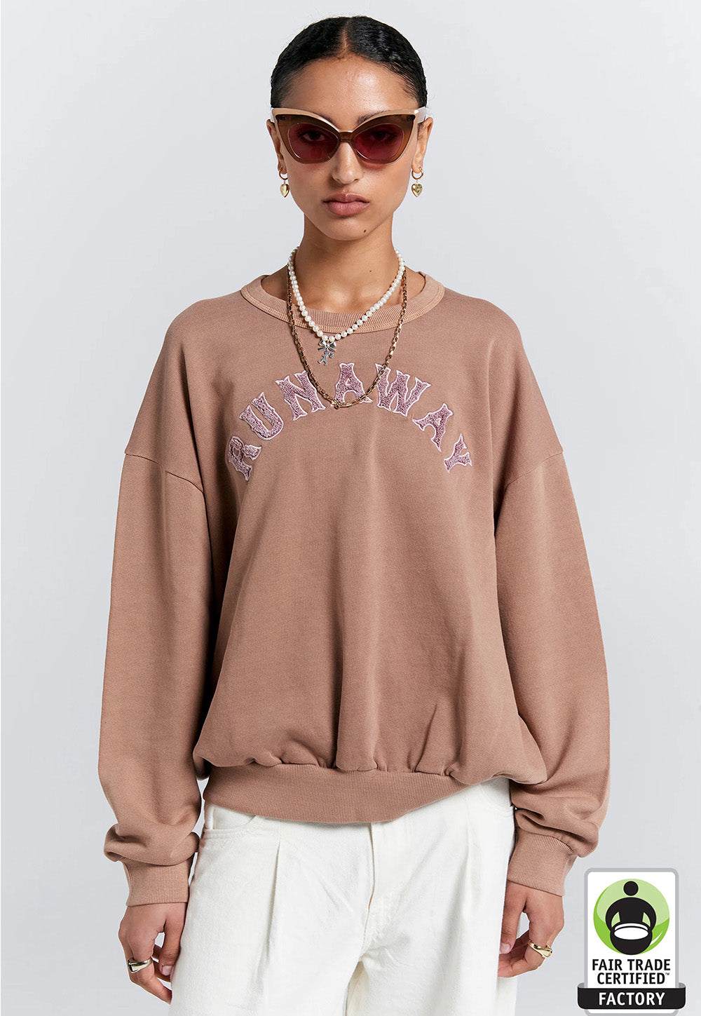 Runaway College Organic Cotton Crewneck Sweatshirt - Taupe