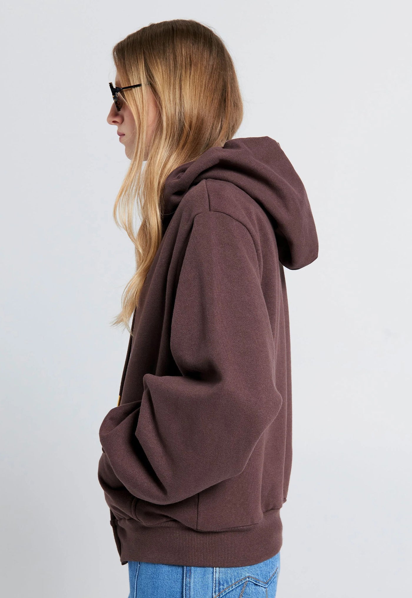 Runaway Girl Cropped Oversized Hoodie - Brown