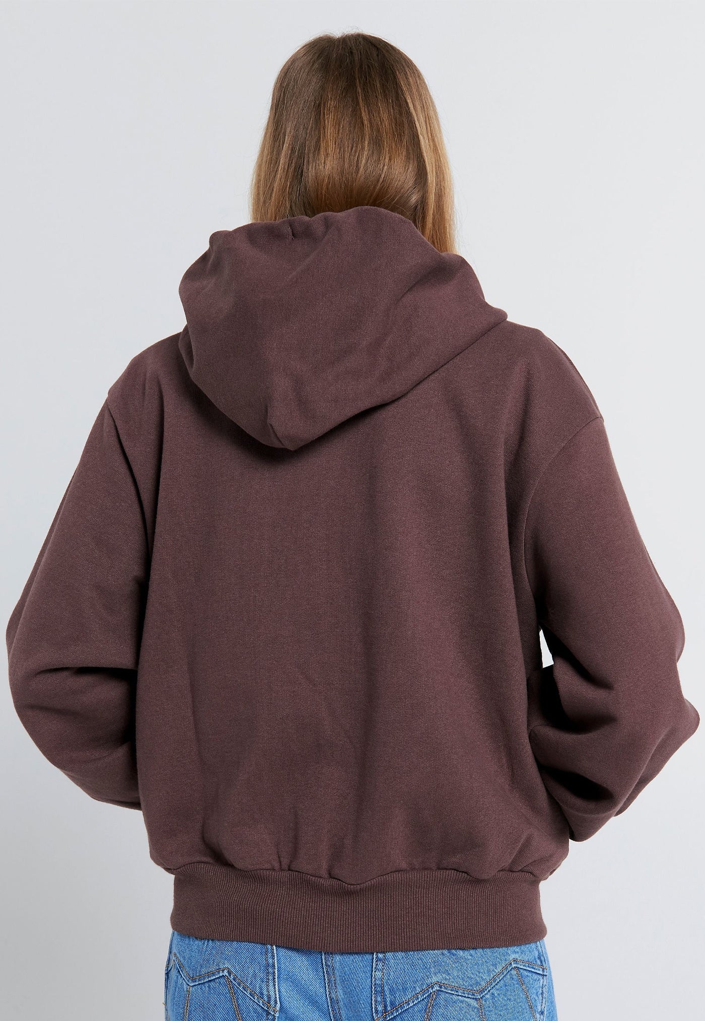 Runaway Girl Cropped Oversized Hoodie - Brown