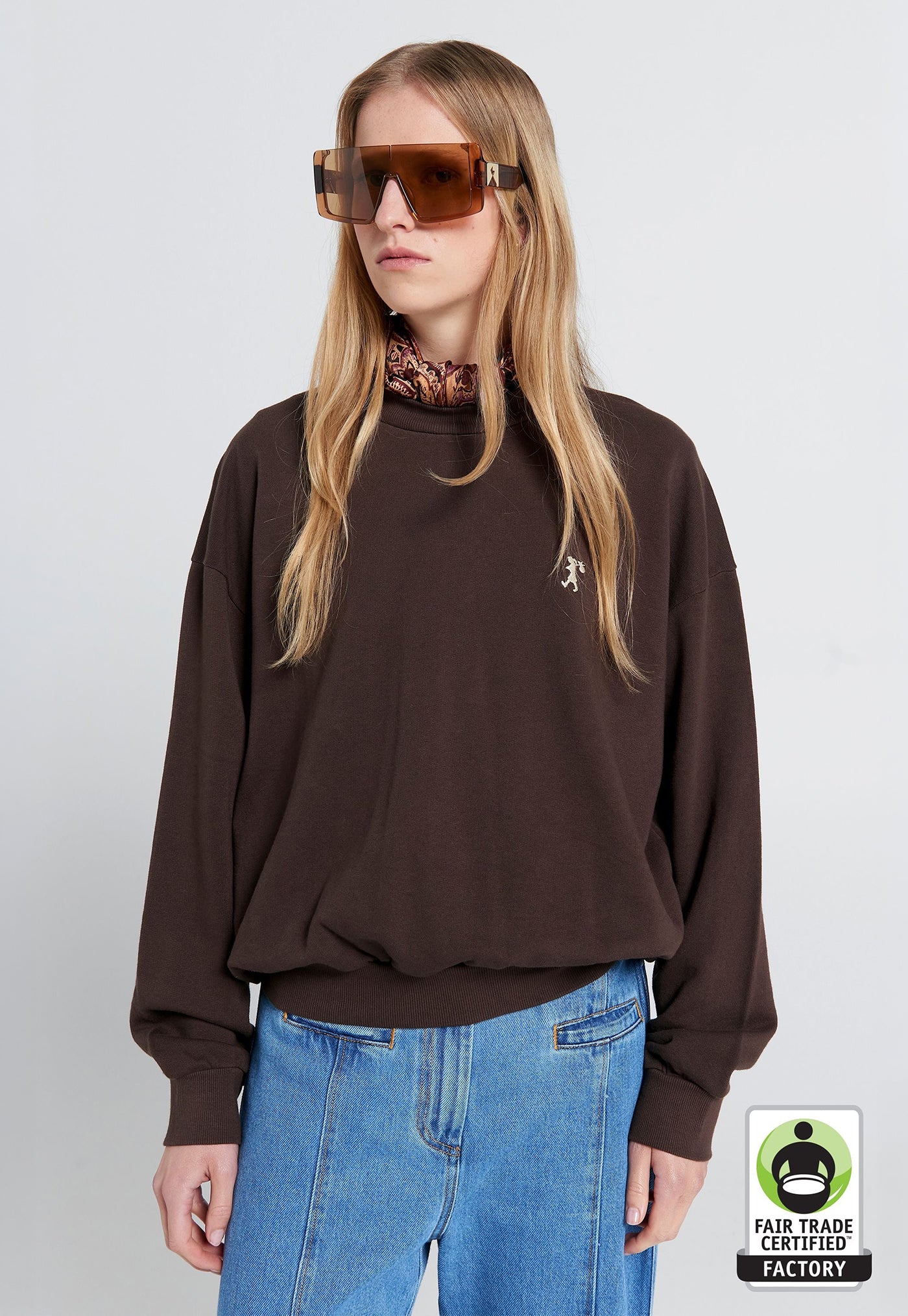 Runaway Girl Organic Cotton Crewneck Sweatshirt - Chocolate Brown
