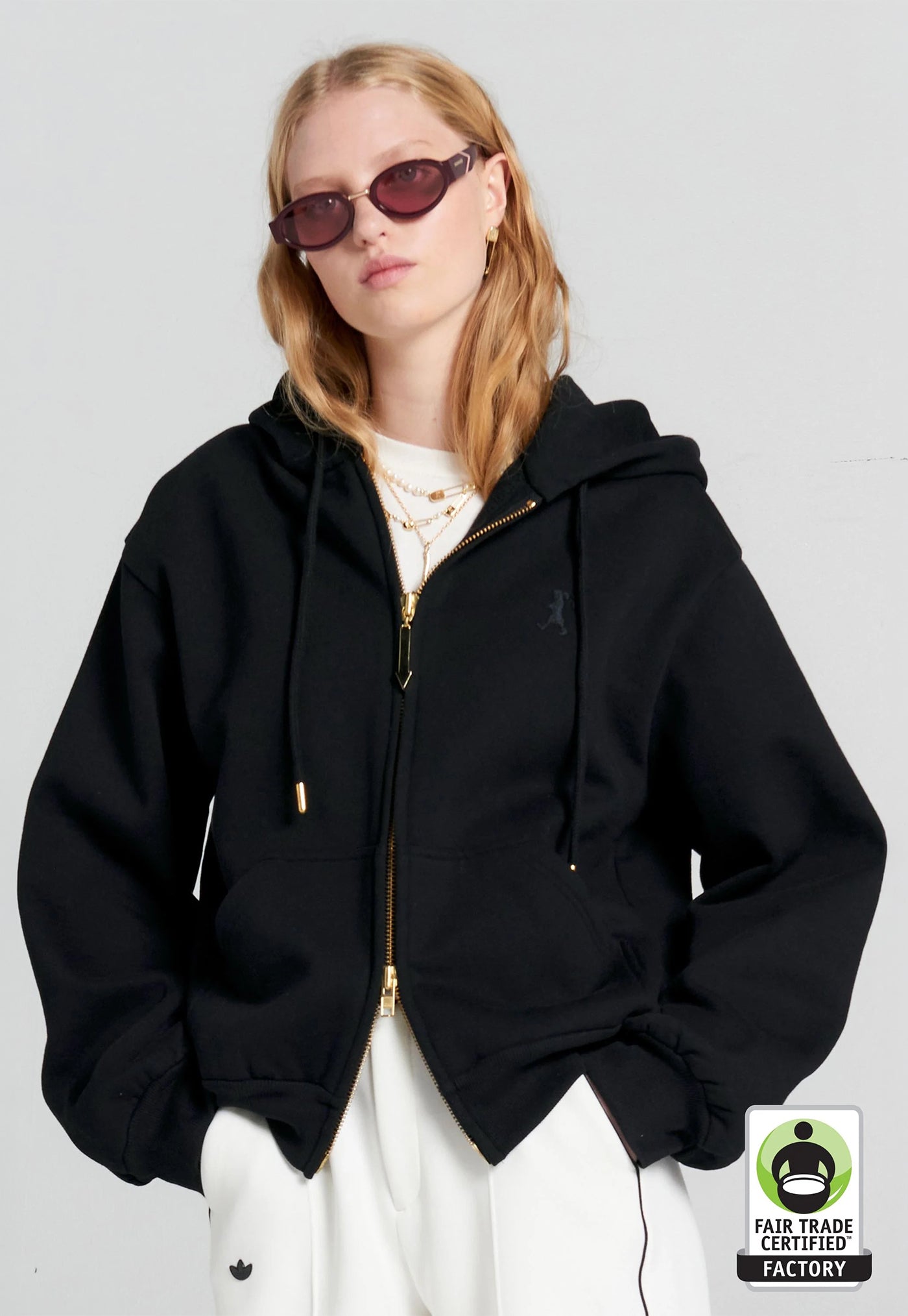 Runaway Girl Cropped Oversized Hoodie - Black