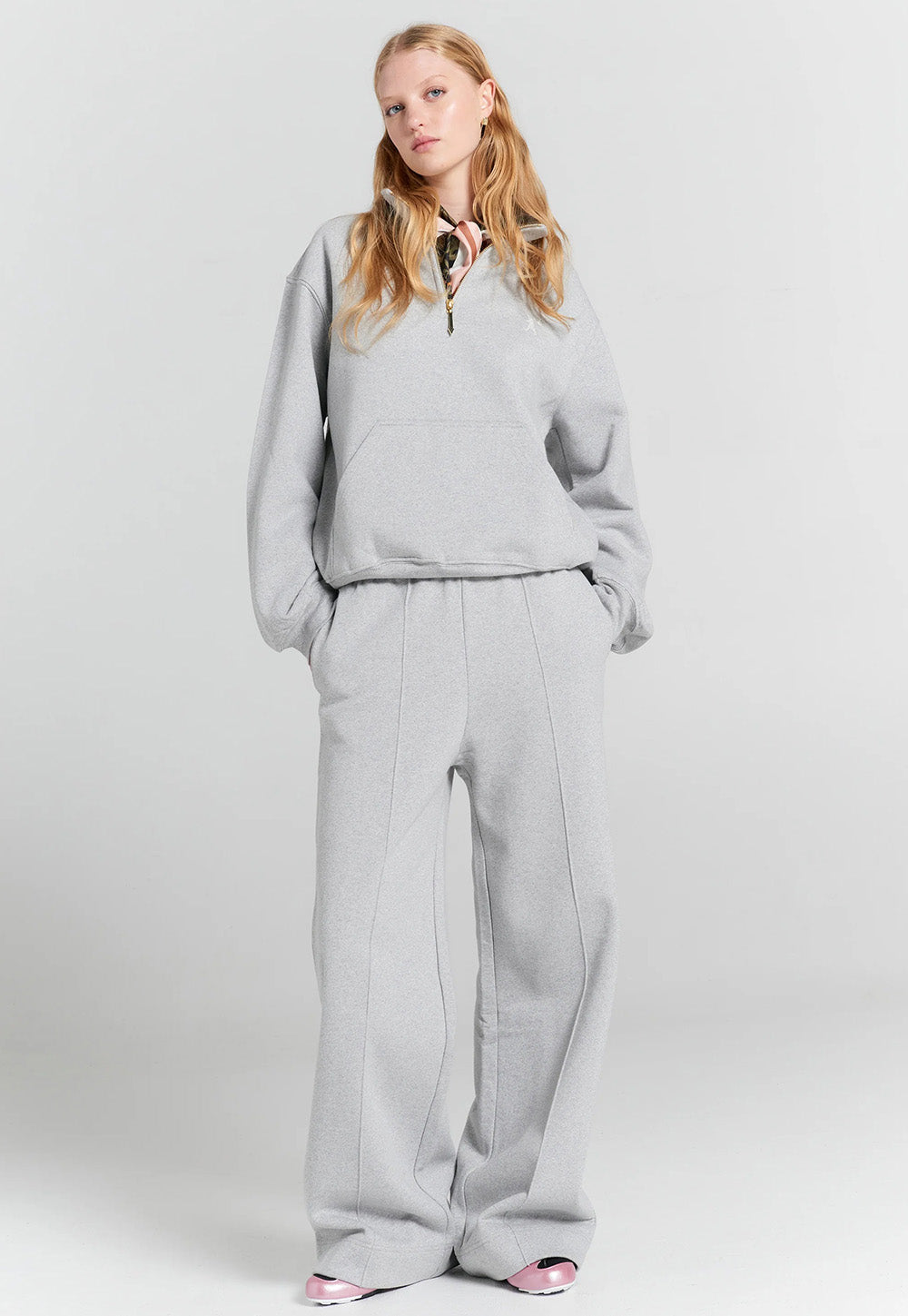 Runaway Girl Zip-Up Sweatshirt - Grey
