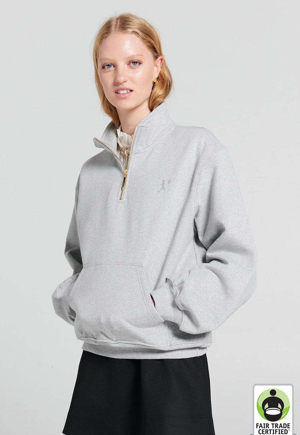 Runaway Girl Zip-Up Sweatshirt - Grey