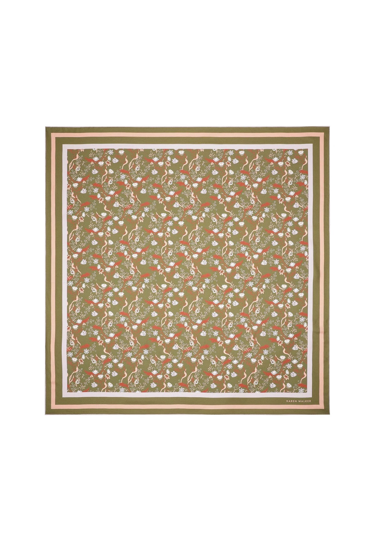 Whimsy Floral Classic Scarf - Olive Multi