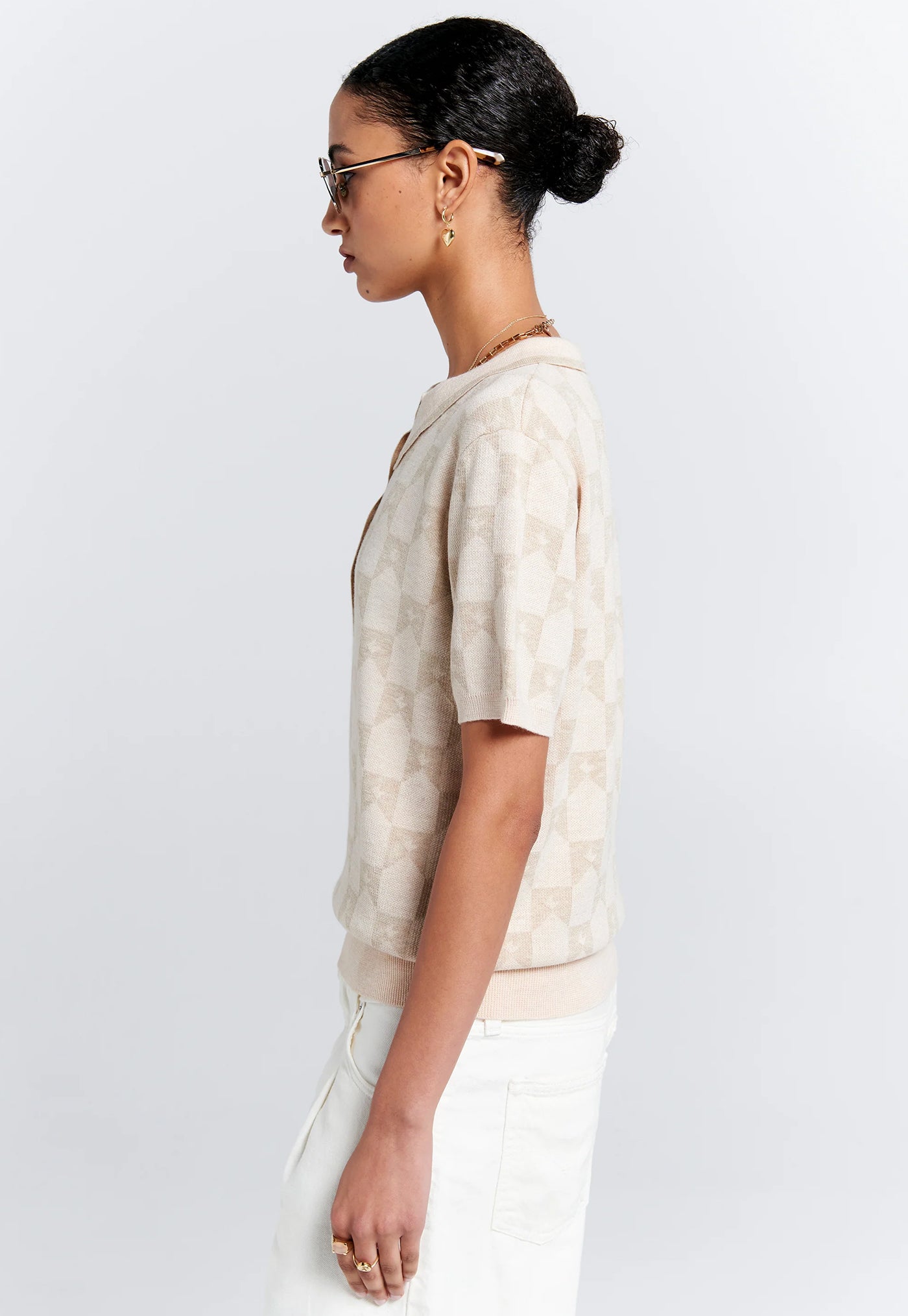 Monogram Knit Polo - Sand Multi