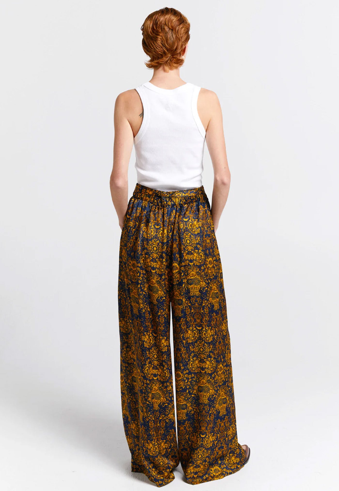Curio Palazzo Pants - Navy/Antique Gold