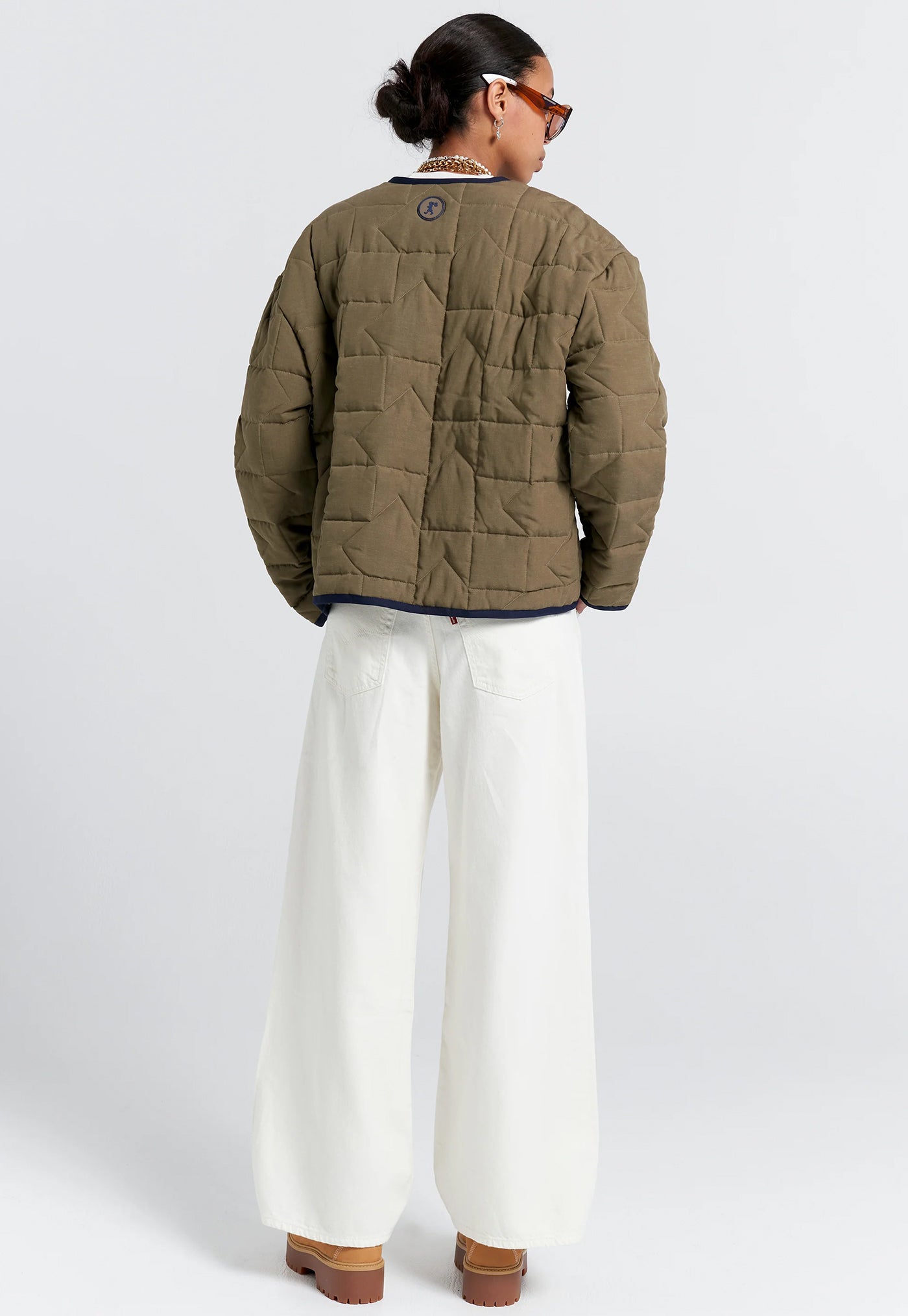 Quilted Drift Jacket - Khaki/Navy