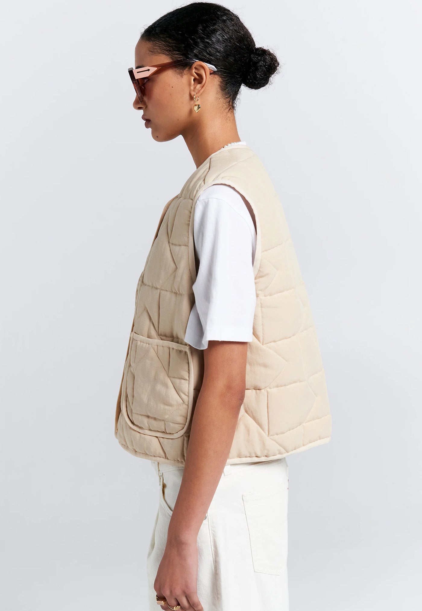 Quilted Drift Vest - Natural