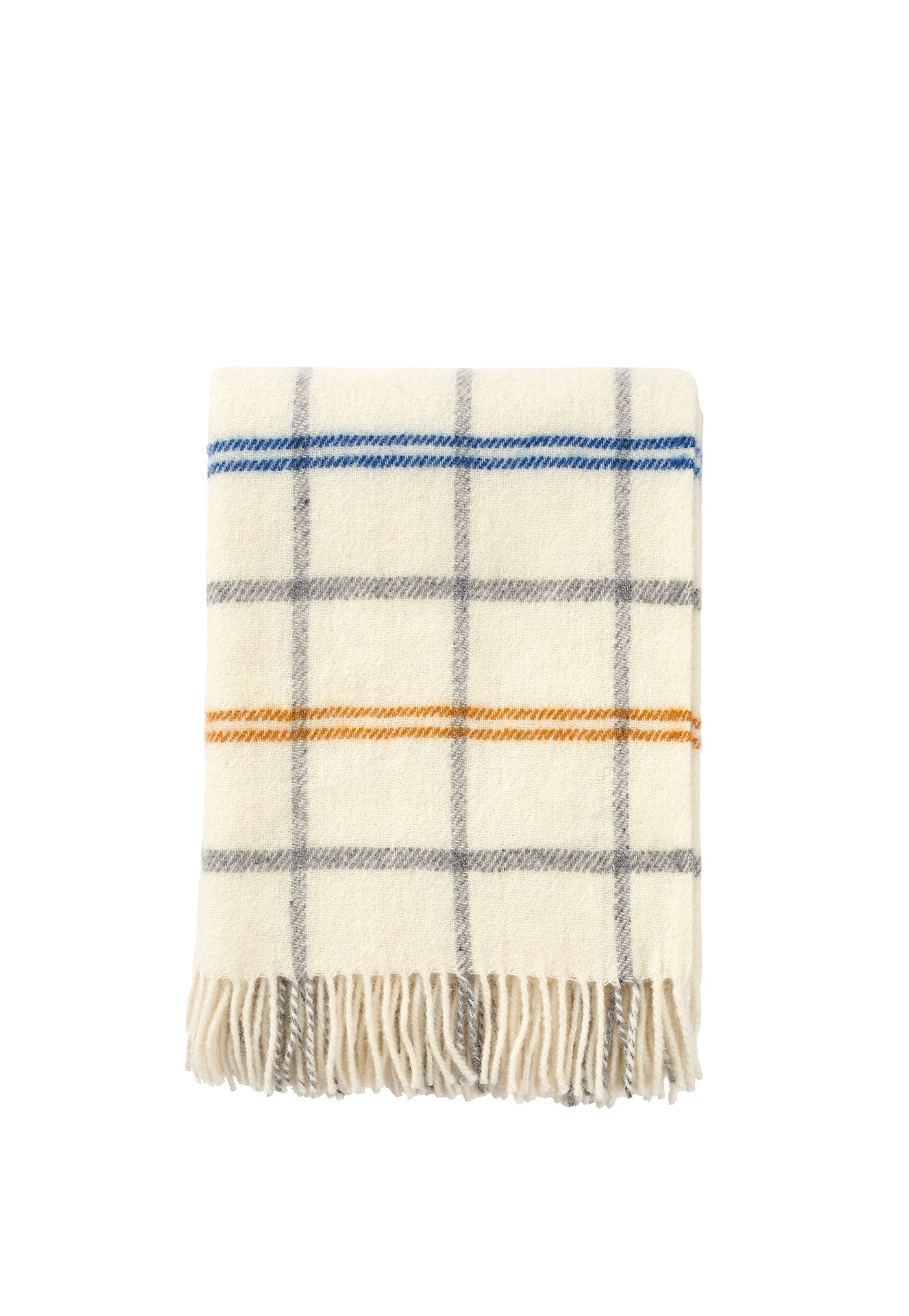 Tartan Lambswool Throw - White/Yellow/Blue sold by Angel Divine