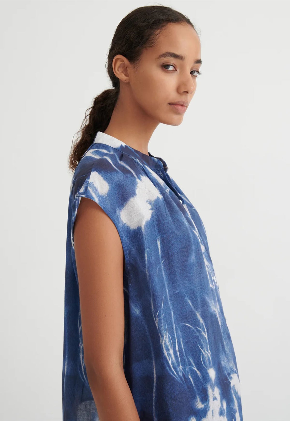 Equinox Top - Cyanotype Floral