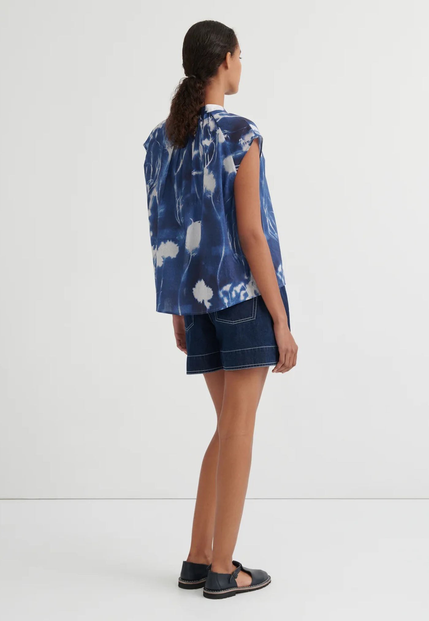 Equinox Top - Cyanotype Floral