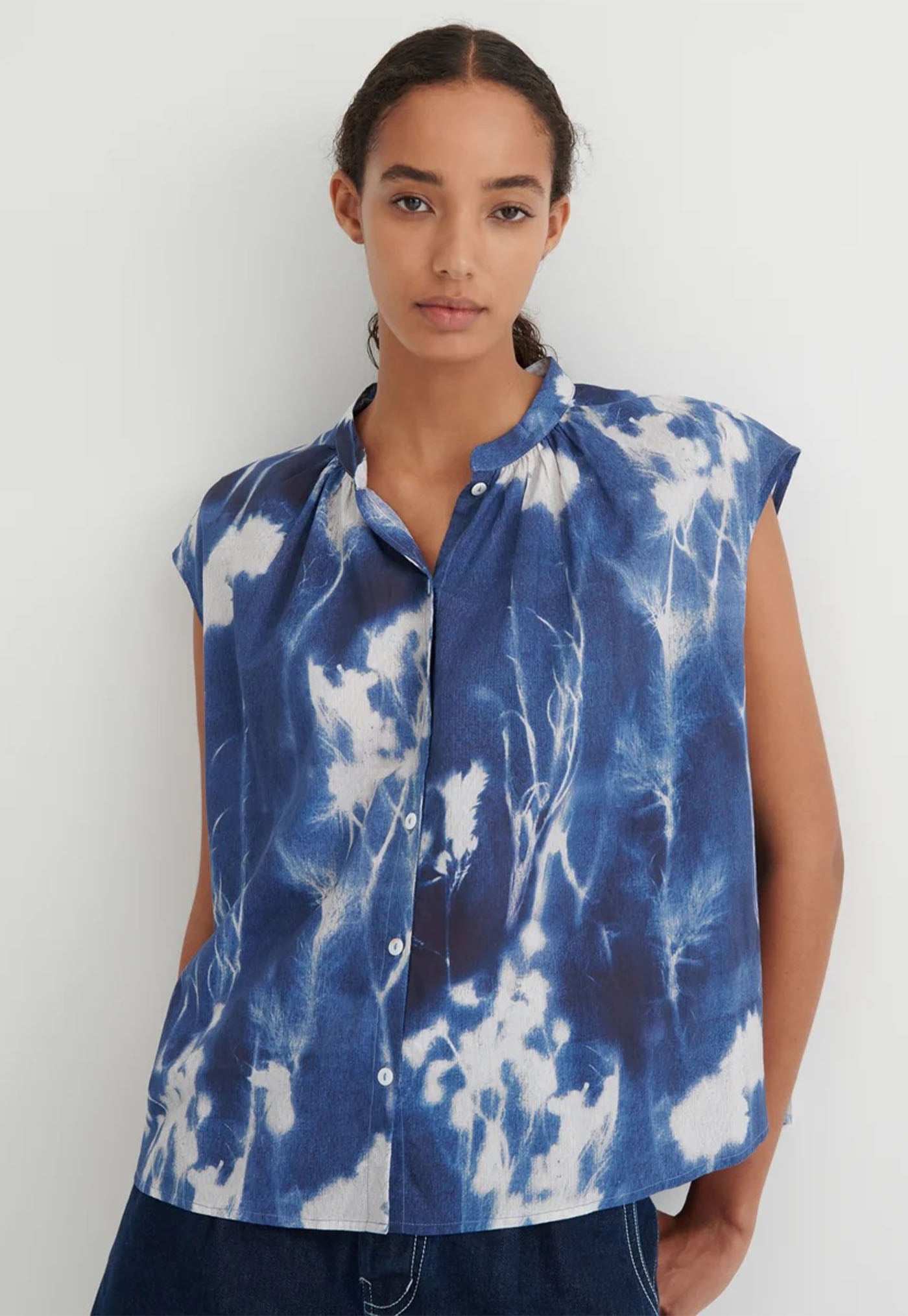 Equinox Top - Cyanotype Floral