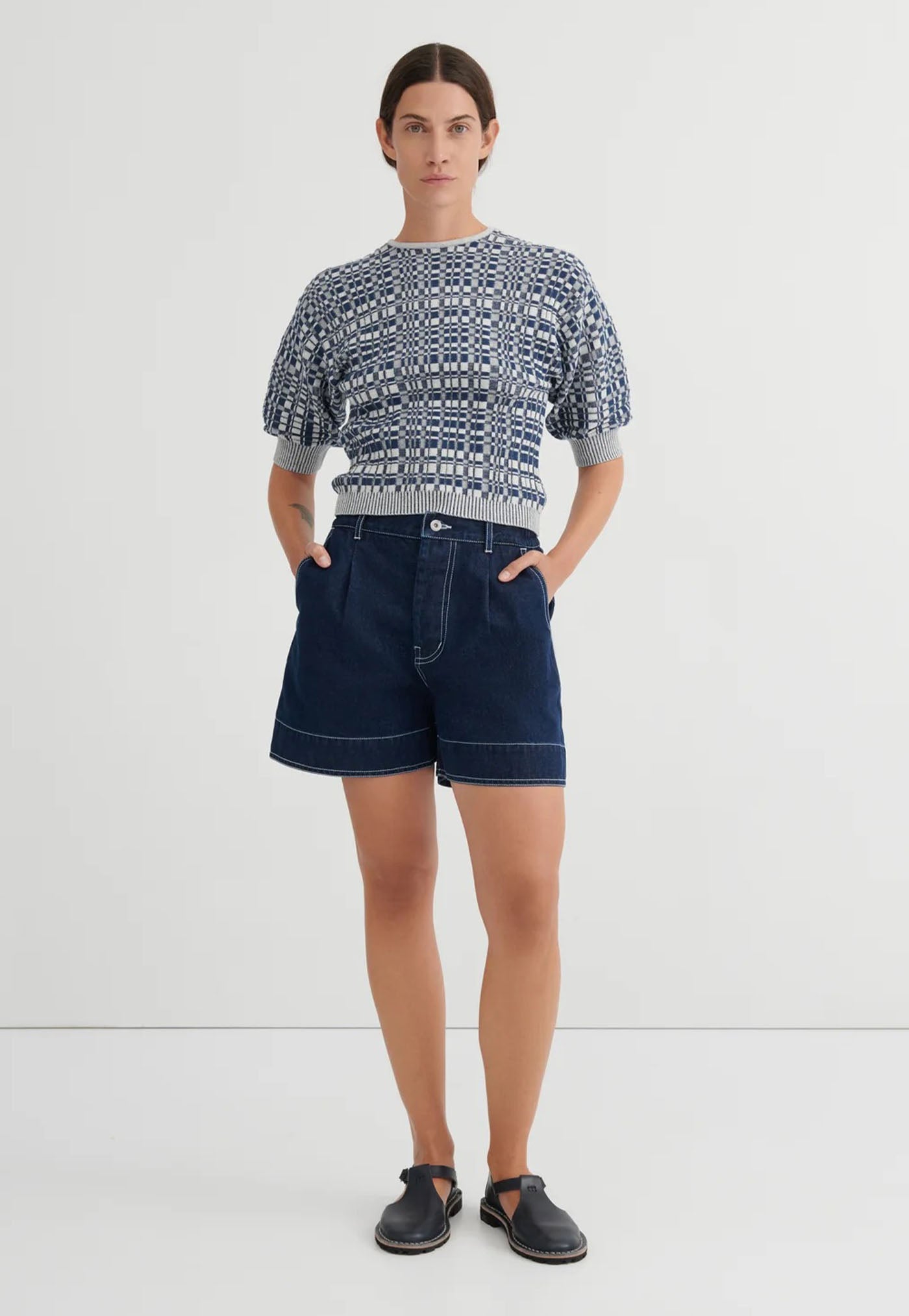 Film Top - Navy Check