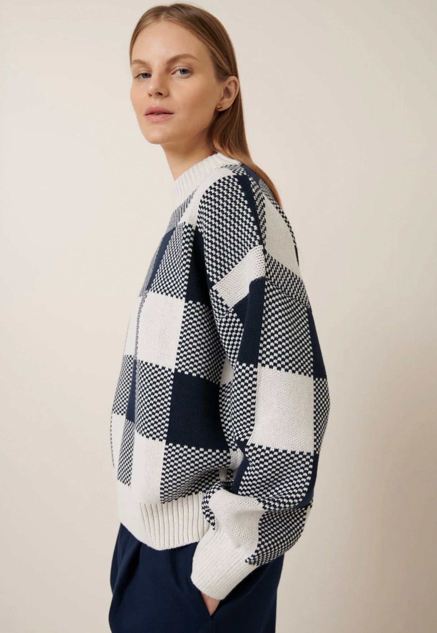 Otti Jumper - Navy Check