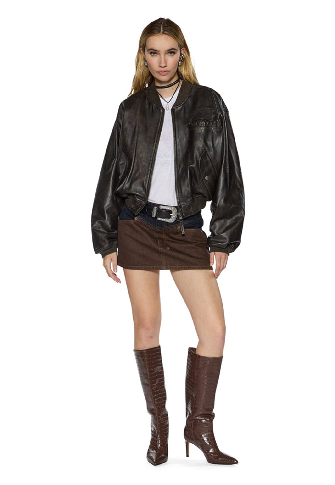 Alpha Crop Bomber Worn Black