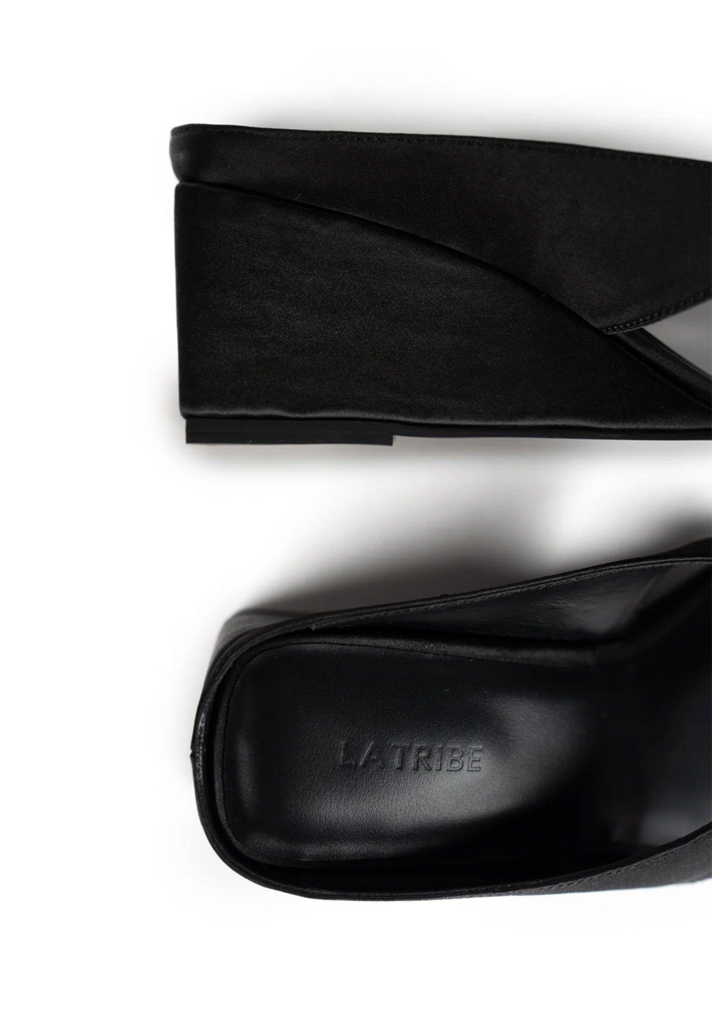 Wedge Thong - Black Satin