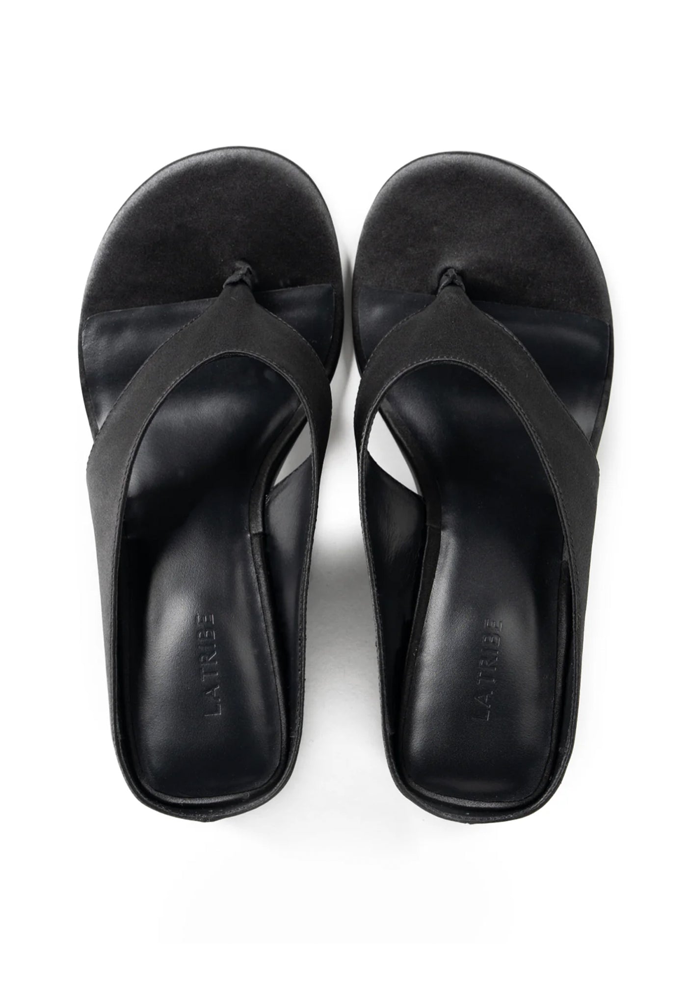 Wedge Thong - Black Satin