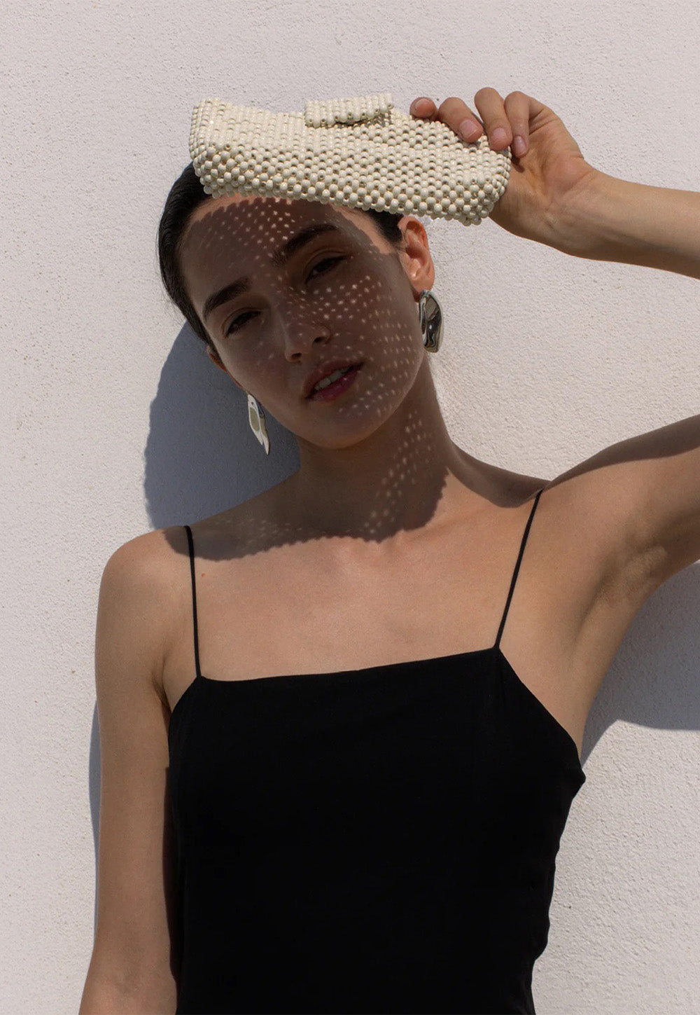 Beaded Clutch - Bone